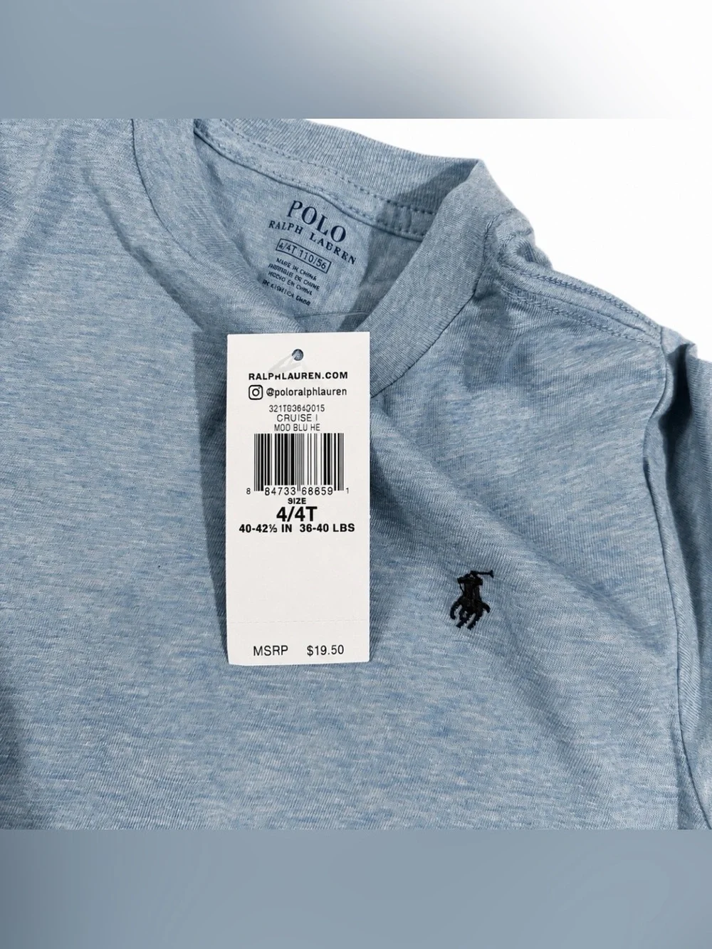 Kids 4T Blue Long Sleeve Shirt Polo Ralph Lauren with Pony Logo NWT